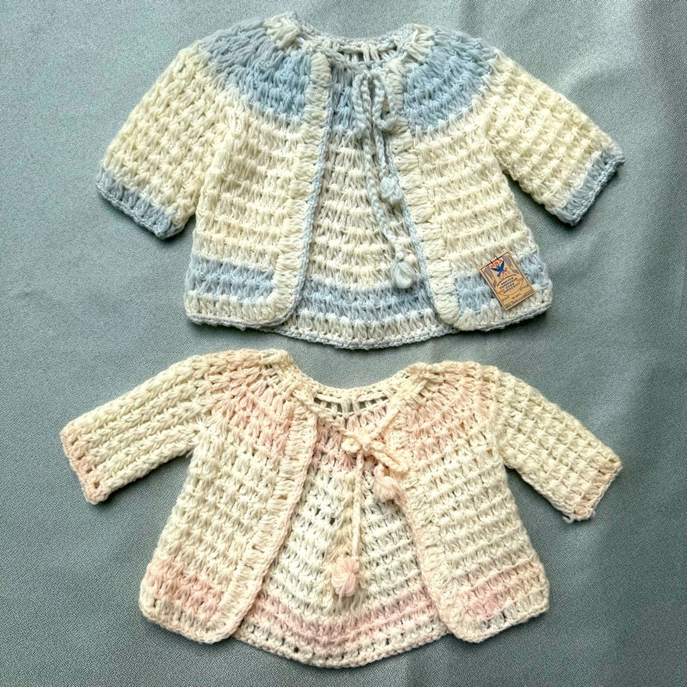 2 Vintage 1934 NRA Baby Girl 6 -9 Months New With Original Tag Cardigan Sweaters - Picture 1 of 9